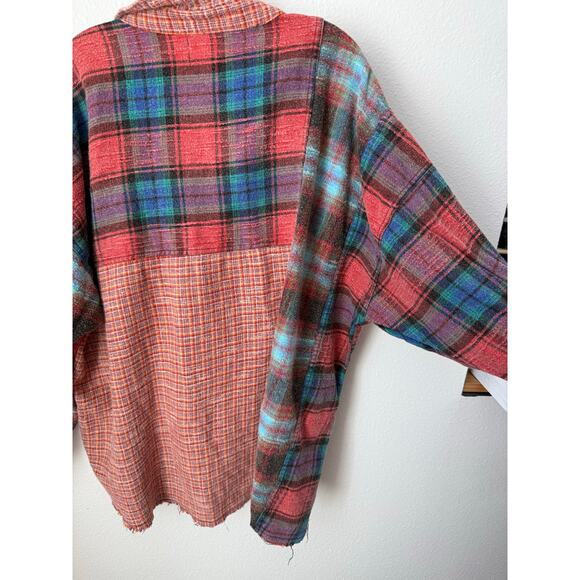 Urban Outfitters Patchwork BDG Robbie Spliced Flannel Button Down Size Large - Picture 9 of 9